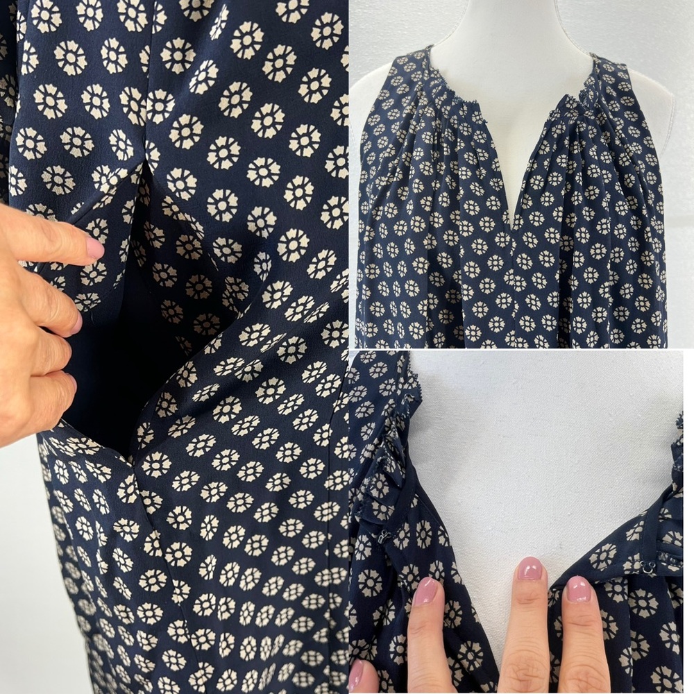 Madewell Knee Length Sheath Dress Navy Floral Patterned SIZE XS‎ - Picture 13 of 17